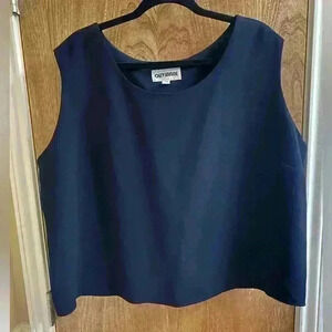 Olivianne dress tank top crop blouse plus size 22 navy blue with small gray dots